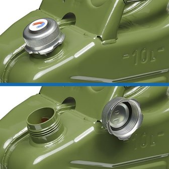 Kanister 10L Metall grun mit magnetischem Schraubverschluss UN-TuV GS gepruft