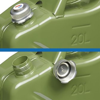 Benzinkanister 20L metall gr&uuml;n mit magnetischem Schraubverschluss