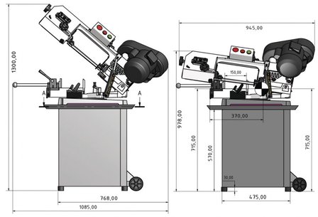 Mobile Bands&auml;ge - Fallvorschubdurchmesser 128 mm