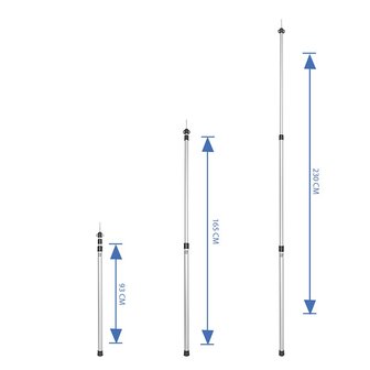 Zeltstange Teleskop 3-teilig 93-230cm - 2er Set