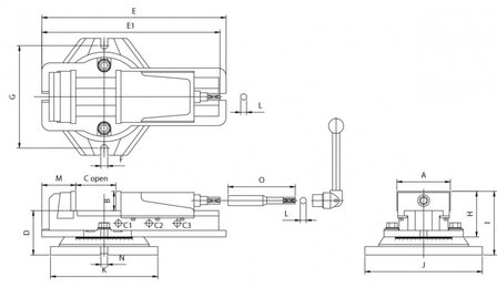 Mechanische Fr&auml;sklemme extra gro&szlig;e Backen&ouml;ffnung 110mm