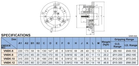 Spannfutter 3 Krallen DIN6350 extra d&uuml;nn