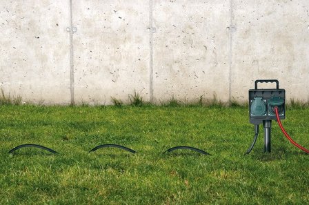 Gartensteckdose mit Erdungsspie&szlig; IP44 4fach 1,4m H07RN-F 3G1,5