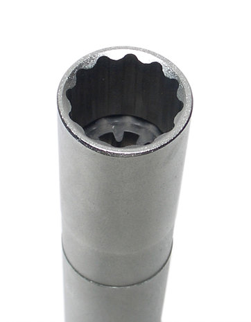Zundkerzen-Einsatz mit Magnet, Zwolfkant, lang Antrieb Innenvierkant (3/8) SW 14 mm