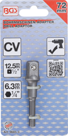 Adapter fur Bohrmaschinen Antrieb Außensechskant 6,3 mm (1/4) / Abtrieb Außenvierkant 12,5 mm (1/2)