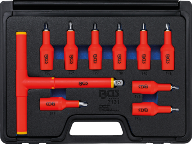 VDE-Bit-Einsatz-Satz Antrieb Innenvierkant (1/2) T-Profil T20 - T55 10-tlg