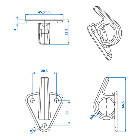 Planenhaken Kunststoff mit Ose 48x45mm x5 stuks