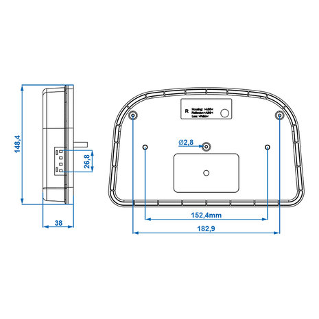 Ruckleuchte 7 Funktionen 240x150mm LED rechts