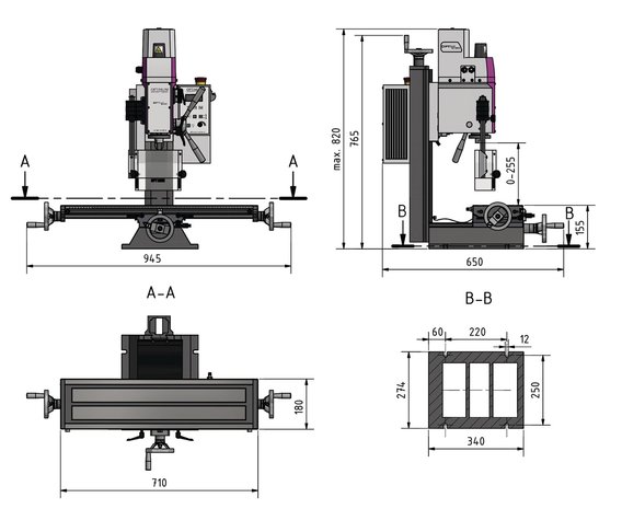 Bohrfraser 480x175x210 mm