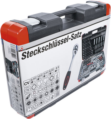 Steckschlussel-Satz Antrieb 6,3 mm (1/4) / 10 mm (3/8) / 12,5 mm (1/2) 216-tlg