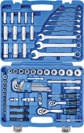 Steckschlüssel-Satz Sechskant Antrieb 6,3 mm (1/4) / 10 mm (3/8) Zollgrößen 92-tlg.