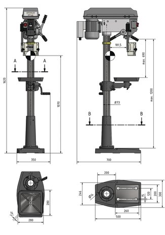 Säulenbohrmaschine Durchmesser 25 mm 1x230V