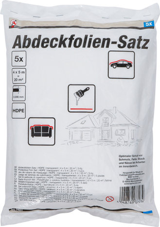 Abdeckfolien-Satz HDPE transparent 4 x 5 m 20 m² 5-tlg