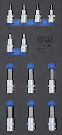 Werkzeugschale 1/3: Bit Steckschlüsselsatz Innensechskant 12,5 mm (1/2) 12 Stck