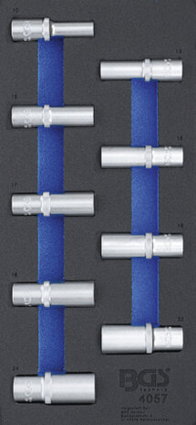 Werkzeugablage 1/3: Steckschlüssel, Sechskant 12,5 mm (1/2) 10 - 24 mm tief 9 Stck.