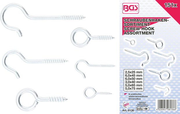 151-teiliges Schraubhaken-Sortiment