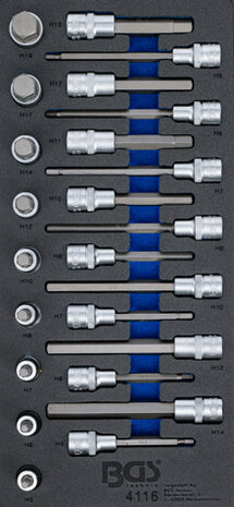 Werkzeugeinsatz 1/3: Bit-Steckschlüsselsatz 12,5 mm (1/2 Zoll) Innensechskant 24-tlg.