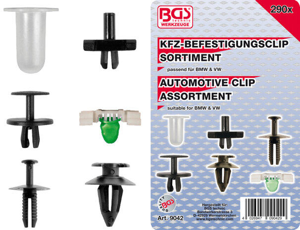 Kfz-Befestigungsclip-Sortiment fur BMW, VW 290-tlg