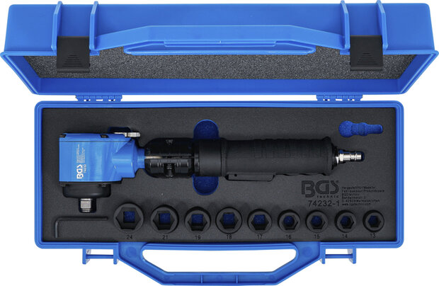 Druckluft-Schlagschrauber abgewinkelt & Kraft-Steckschlussel-Satz (1/2) 650 Nm 10-tlg
