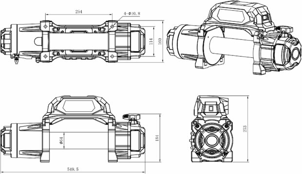 Seilwinde 12V 8164kg 22m Stahlseil Funkfernbedienung