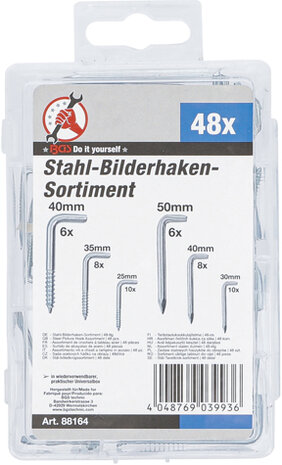 Stahl-Bilderhaken-Set 48-tlg