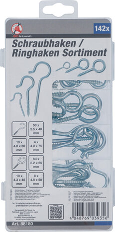 Schraubhaken / Ringhaken Sortiment 142-tlg