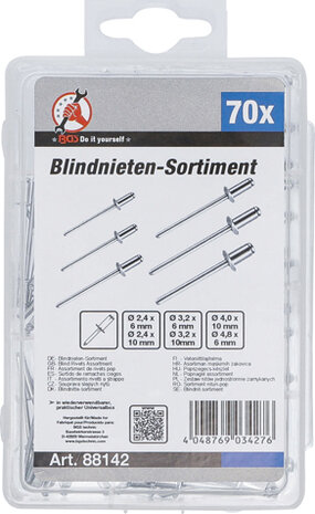 Blindnieten-Sortiment Ø 2,4 - 4,8 mm 70-tlg