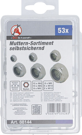 Muttern-Sortiment selbstsichernd metrisch M4 - M12 53-tlg