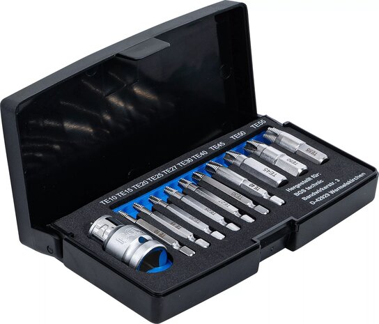 Schraubenausdreher-Satz fur defektes T-Profil (fur Torx) T10 - T55 11-tlg
