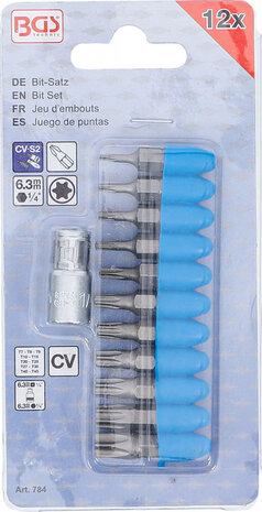 Bit-Satz | Antrieb Außensechskant 6,3 mm (1/4) | Abtrieb T-Profil (für Torx) | 11-tlg.