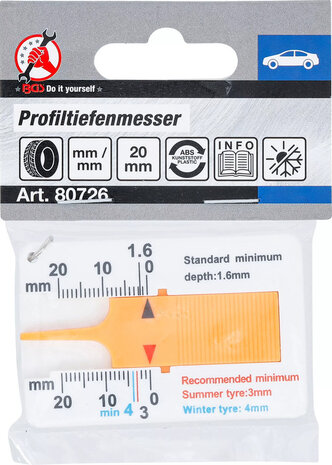 Profiltiefenmesser mit Schlusselanhanger 0 - 20 mm