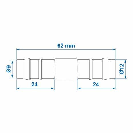 Schlauchverbinder gerade 12mm pro Stuck