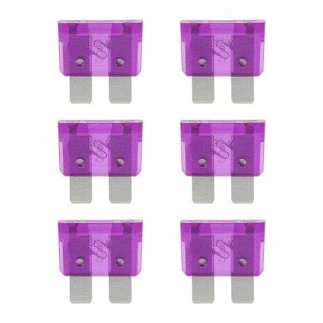 Standard 3A violette Flachsicherungen  6 Stuck