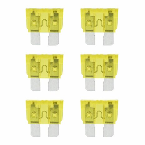 Standard 20A gelbe Flachsicherungen  6 Stuck