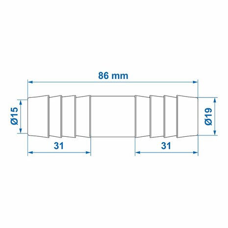 Schlauchverbinder gerade 19mm pro Stuck