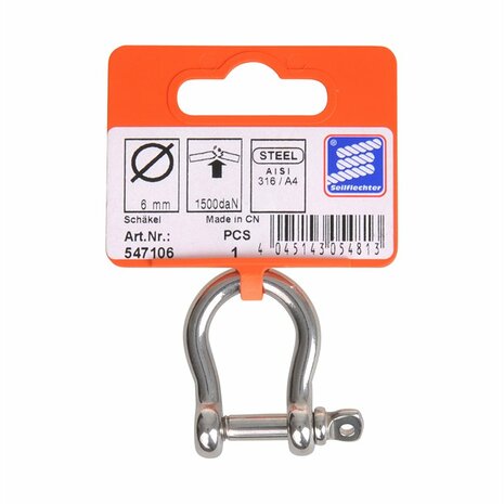 Kurzer Harfenverschluss 6mm  A4 Edelstahl AISI 316  1.500 daN