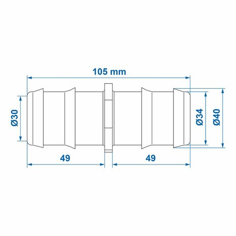 Schlauchverbinder gerade 40mm pro Stuck