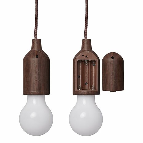Retro Lampe Holzmotiv mit Kordel 90cm