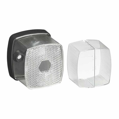 Begrenzungsleuchte weiß 66x62mm mit Reflektor