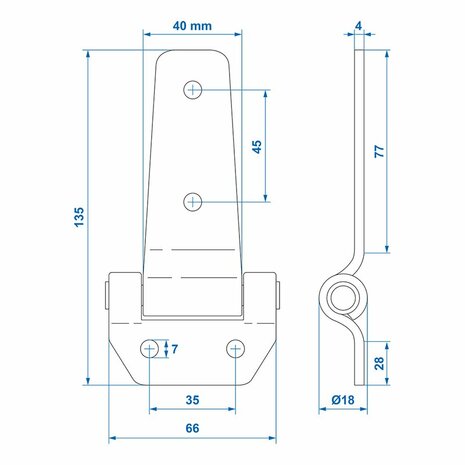 Schmetterlingsscharnier 135x65mm