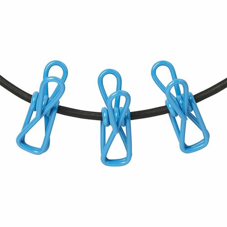 Elastische Wascheleine mit 12 Wascheklammern