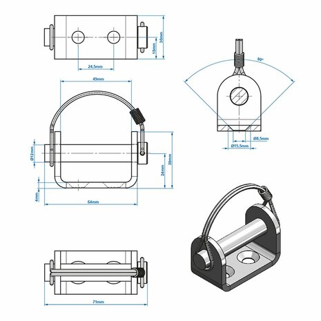 Klappenscharnierhalter 12mm SPP UZ-02A V.1