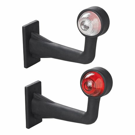 Breite Leuchte rot weiß 185mm abgewinkelt