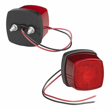 Markeringslamp 9-30V rood 61 x 61mm LED