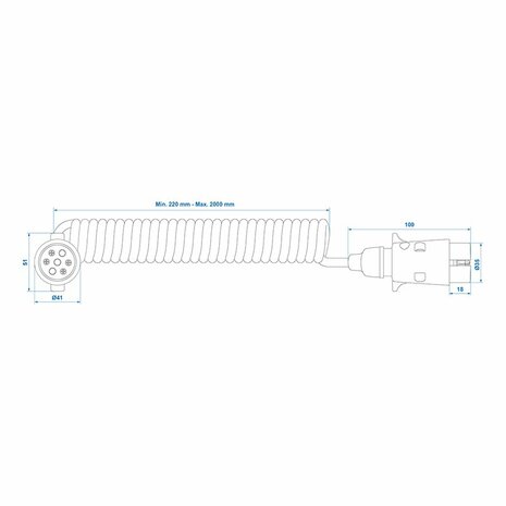 Spiralkabel 3M mit 2x Stecker 7-polig PVC
