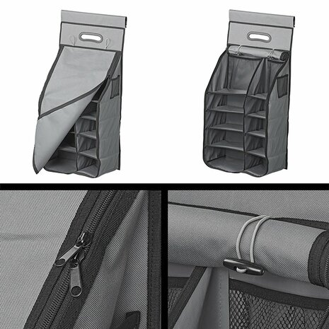 Organizer 14 Facher 40 x 78 x 26 cm mit Reißverschlussfach + 7 mm Keder