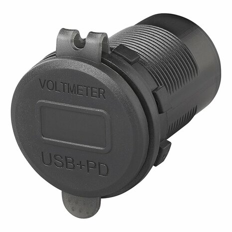 USB Unterputzdose 3-fach mit 2x Typ A und 1x Typ C + Voltmeter