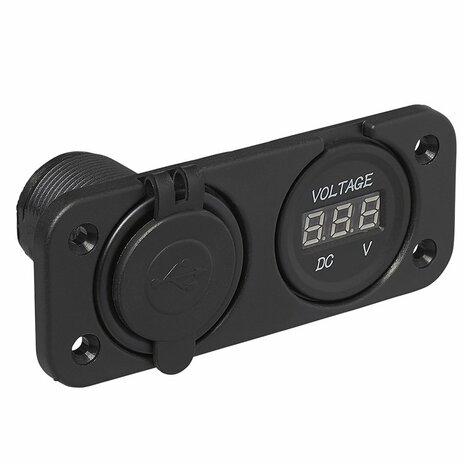 Unterputz-Montagesatz: Voltmeter 6-30V + USB-Anschluss doppelt Typ A 2x2100mA