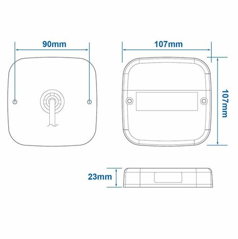 Rucklicht 12V 5 Funktionen 107x107mm 8LED