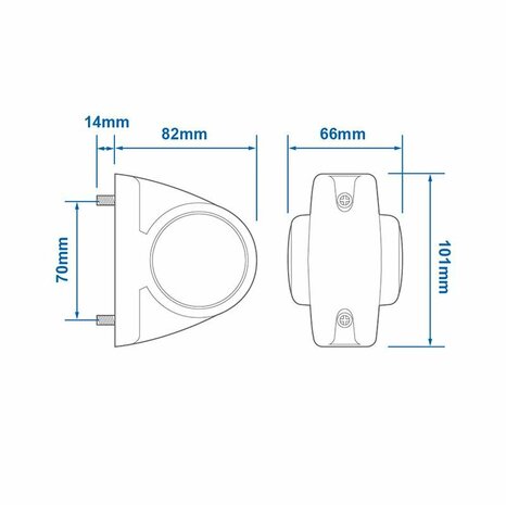 Breitenleuchte 12 24V rot weiß 101x82mm LED